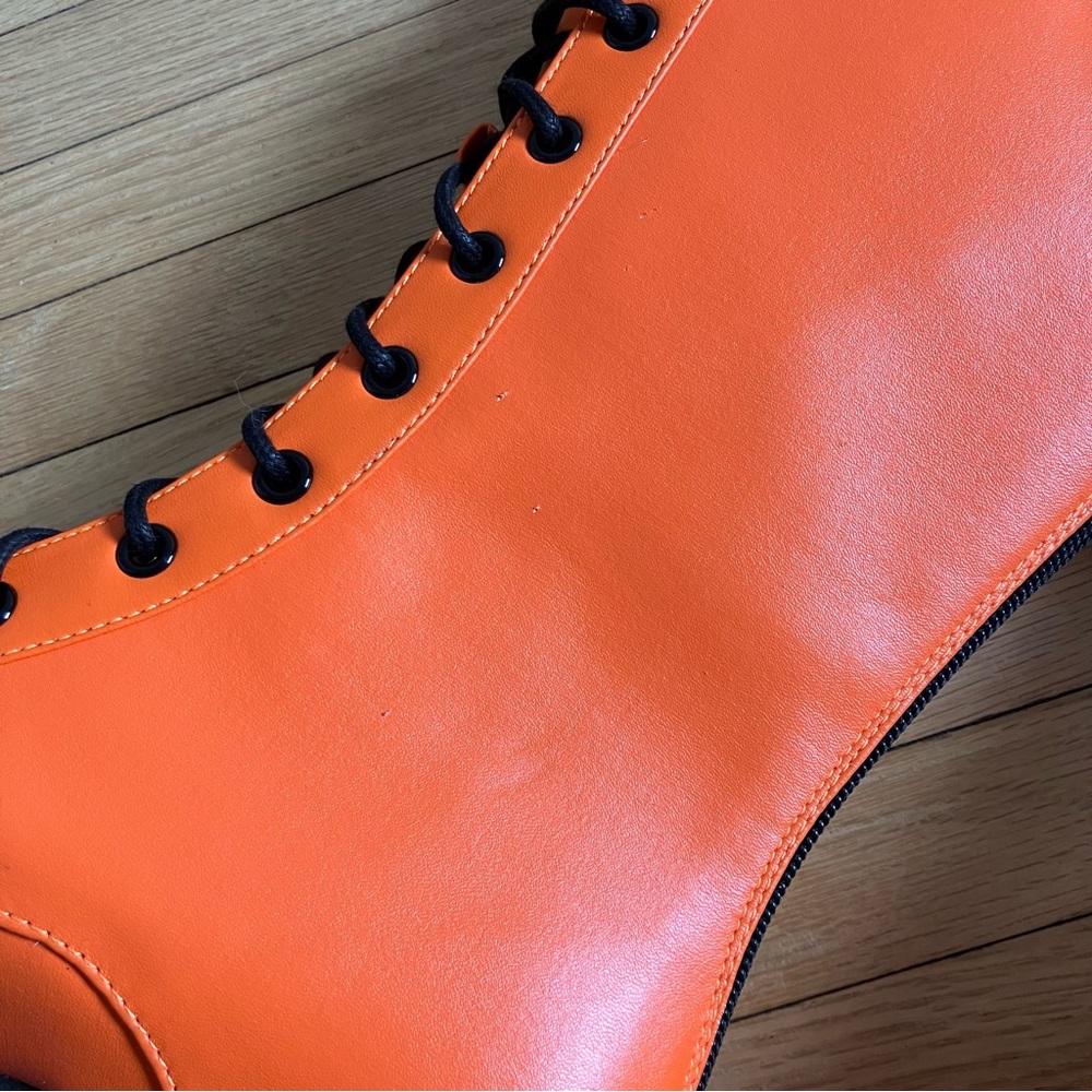 NEW Strange Cvlt Size 8 Orange Black Scary Jack O’Lantern Halloween Boots - Picture 6 of 7